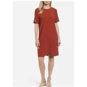 NWOT Petite Large Eileen Fisher Rust Orange Shift Midi Dress
